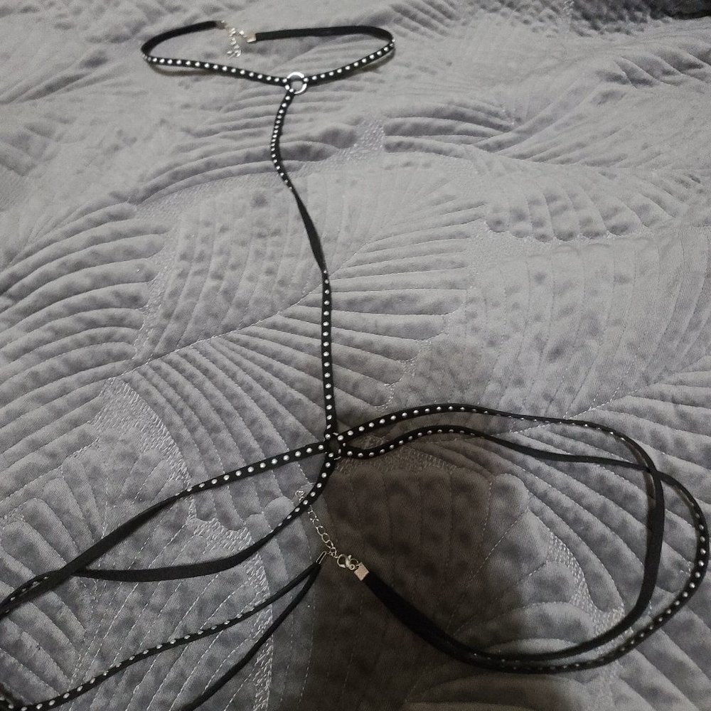 Black studded choker harness